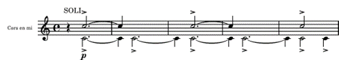 Figure 1 : d’Indy, Le Chant de la Cloche, Tableau 1 « Le
Baptême », mesures 1–5, 13, dans Vincent d’Indy, Le Chant de la
Cloche, Paris : Hamelle, 1892