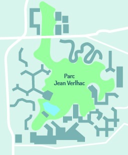 Schéma du quartier de la Villeneuve de Grenoble, Marie Darodes, 2025.